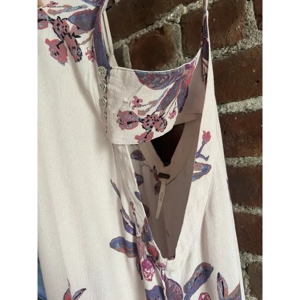 Free People Dream Big Pale Pink Floral Jumpsuit Wide Leg Size Small - Image 6