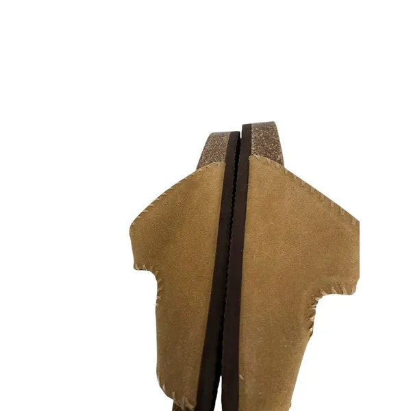 Greystone Ewan Slide Sandals Women 9.5 Brown Suede Whipstitch Buckle Boho Casual - Image 7