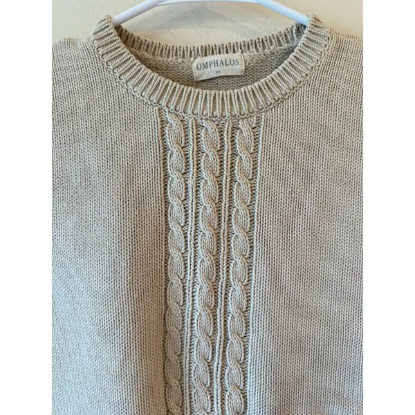 Omphalos Cable Knit Sweater Vest Beige 100% Cotton Women's Size Medium Y2k - Image 5