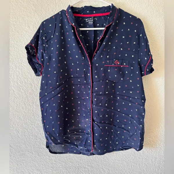 😴❤️Tommy Hilfiger women’s Pajama Set in Navy with Pink Trim Size L - Image 6