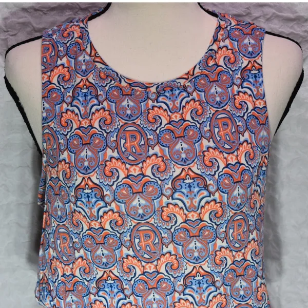 Disney Parks Mickey Mouse Paisley Keyhole Back Maxi Dress Orange Blue Large - Image 11