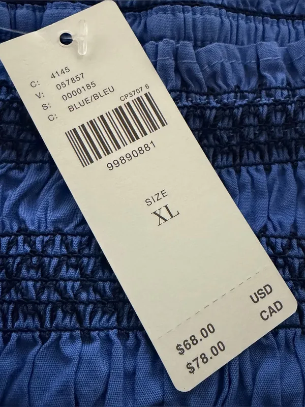 Anthropologie Celandine Strapless Smocked Top in‎ Marina XL NWT - Image 6
