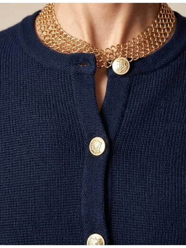 NWT J.Crew Emilie Sweater Lady Jacket in Navy Blue Cotton Knit Cardigan L - Image 2