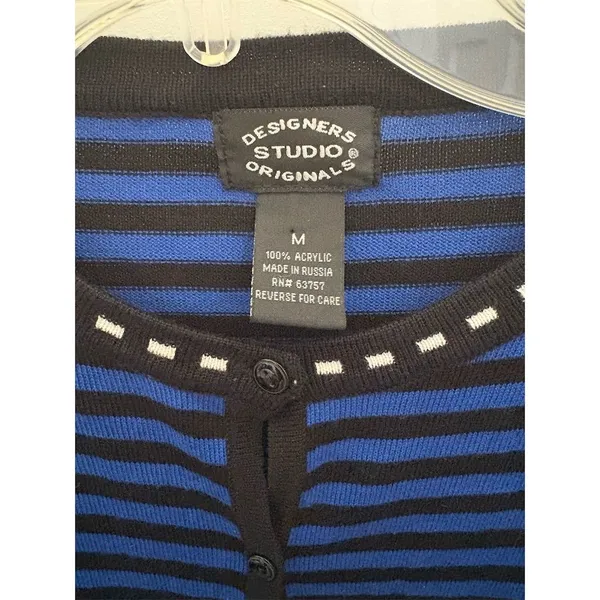 Designers studio Women's Striped Cardigan Sweater Multicolor‎ Size M Long Sleeve - Image 3