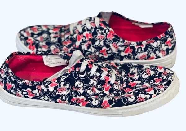 Disney Minnie Mouse Sneakers Shoes Black Pink White 9 Bow Keds Casual Mickey - Image 2
