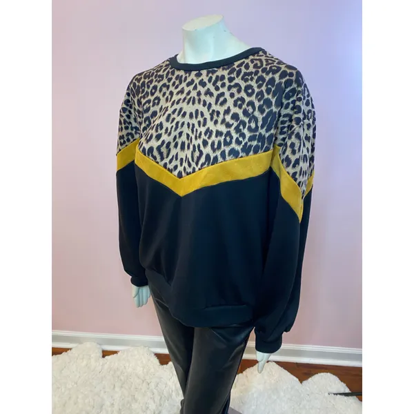 SheIn Color Block Leopard Panel Drop Shoulder Sweater 2XL - Image 9