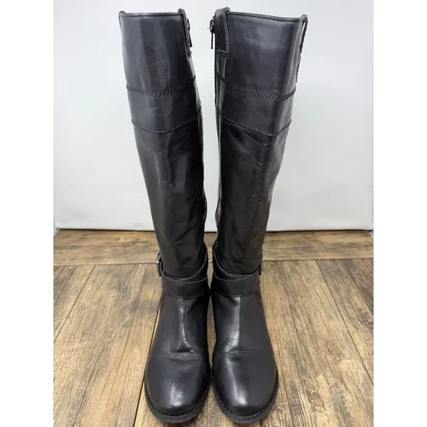 Marc Fisher Black Leather Tall Riding Boots FARTYW Buckle Detail 6.5M - Image 3
