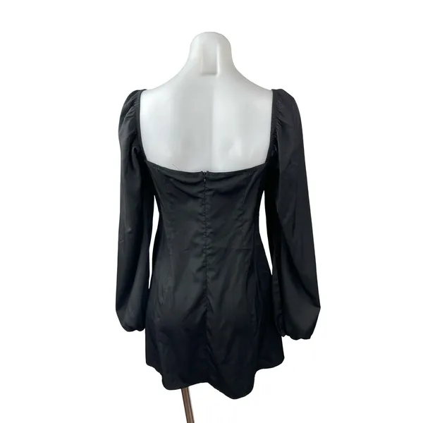 Princess Polly Black Long Sleeve Floral Lace Bustier Mini A Line Dress Size 8 - Image 3