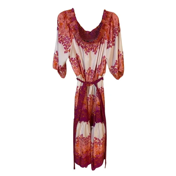 Maison‎ Tara Off the Shoulder Floral Print Tie Waist Midi Dress Plus Size 16W - Image 4