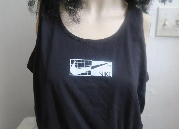 NIKE women's style do7524-010 Women's Sportswear Crop Tank in black and white size medium. - Image 3