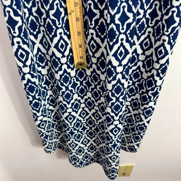 Banana Republic Ikat Maxi Dress Womens Medium Blue White Sleeveless‎ Resort Chic - Image 6