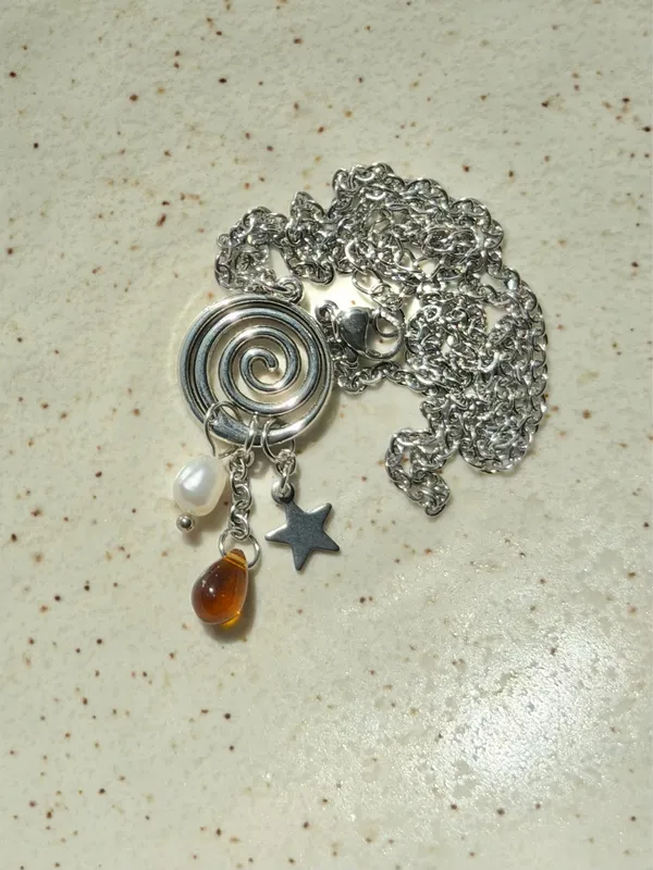 Handmade spiral swirl uzumaki funky boho grunge style necklace🌀 - Image 5