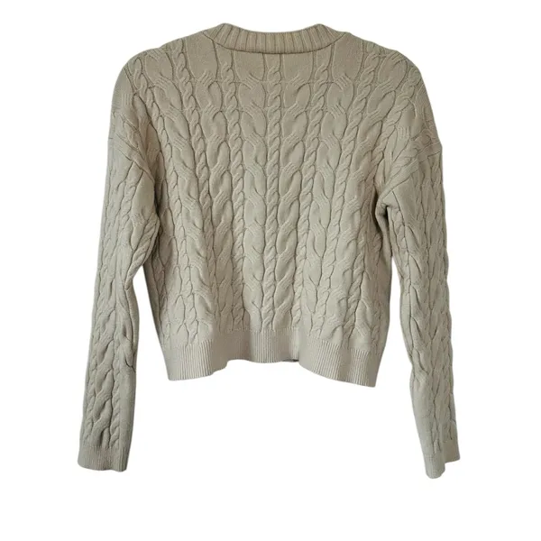 Cyrus Cream Cable Knit Cardigan Sweater Preppy Cozy Casual Timeless Minimalist - Image 5