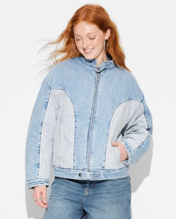 Wild Fable Target  Denim Bomber Jacket - Image 4