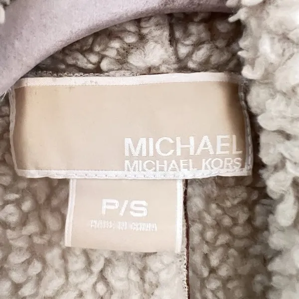 Michael Kors Faux Suede Sherpa Vest Camel Brown Petite Small P/S bohemian - Image 6