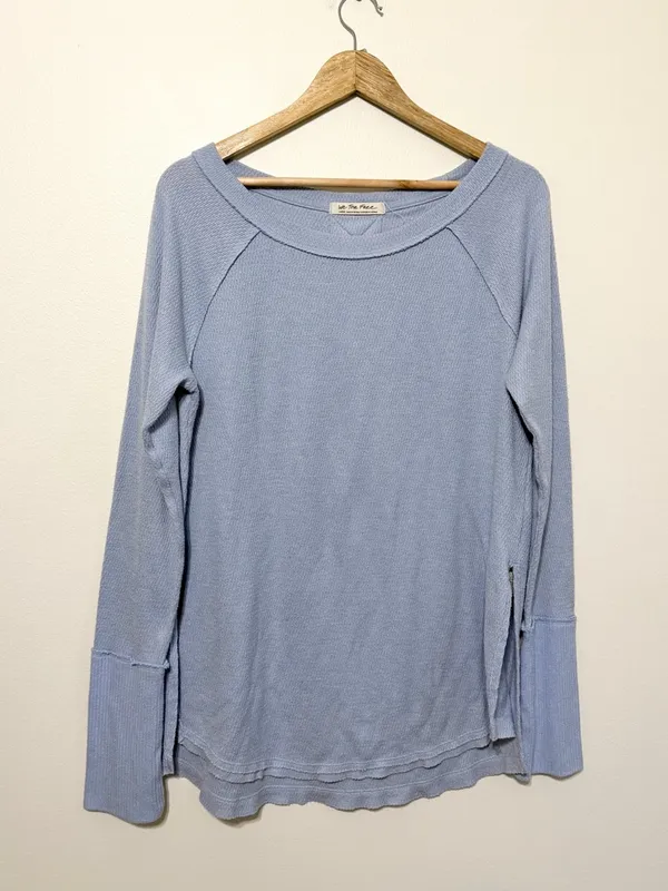 Free People We The Free Snowy Thermal Top Size Large in Baby Blue - Image 2
