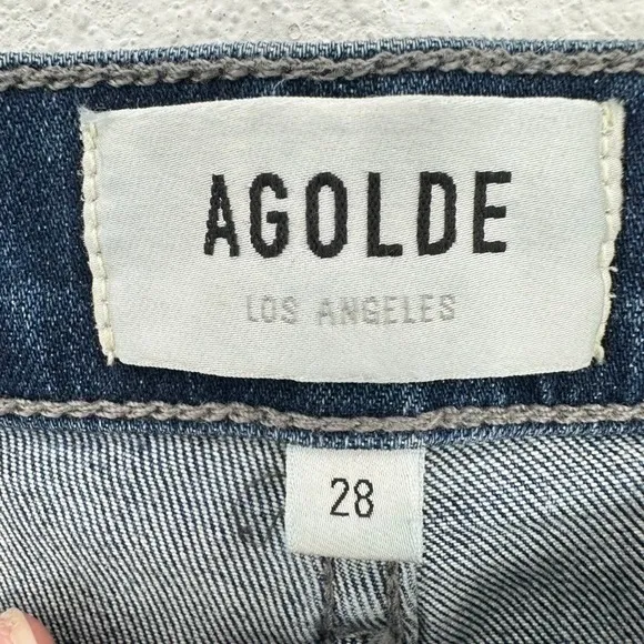AGOLDE Size 28 High‎ Rise Ankle Crop Raw Hem Slim Straight Leg Denim Jeans - Image 4