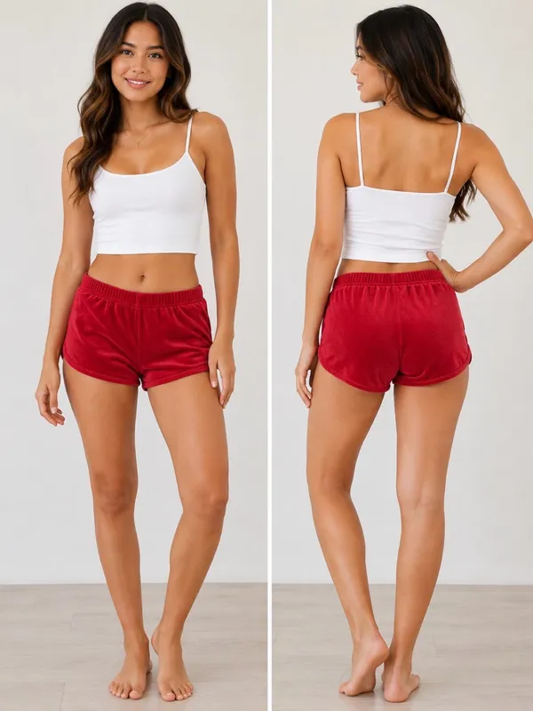 Hollister Red Velour Athletic Shorts - Image 2