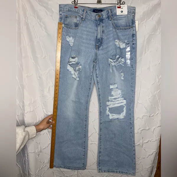 Aeropostale Boyfriend Flare/ Wide Leg Distressed Jeans Light Wash Women’s 14R - Image 2