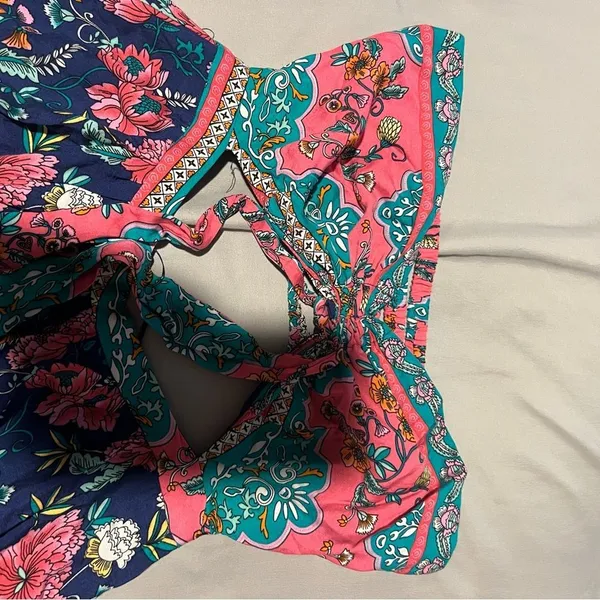 Magnolia Boutique - One piece Strapless Navy Mixed Print Jumpsuit - Small - NWOT - Image 13