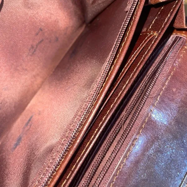 Italian Leather Genuine Leather Brown Bi Fold Wallet Clutch Classic Chic - Image 7