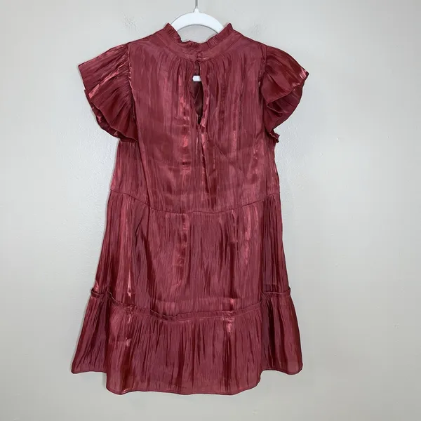 Women's Red Dress Holiday Christmas Shimmer Sparkle Tiered Short Flutter Sleeve‎ - Image 7