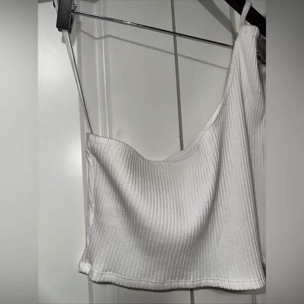 Aerie Lightweight Ribbed Asymmetric Cropped Top XL - Image 3