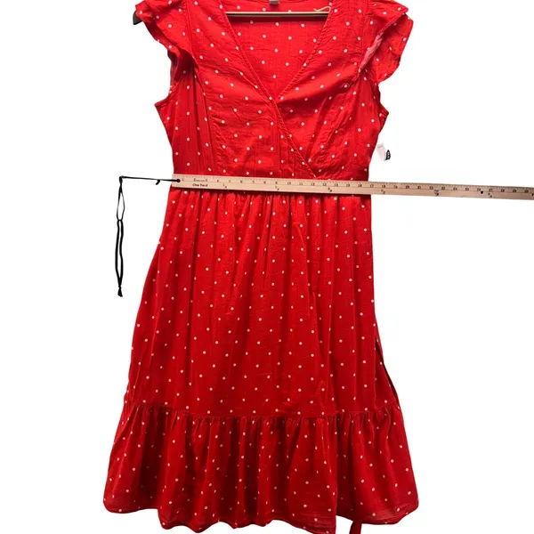 Old Navy Polka Dot Wrap Dress‎ Red Large - Image 14