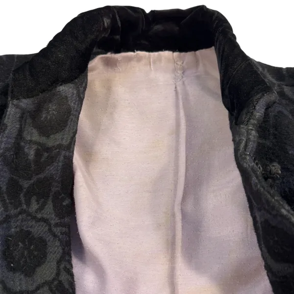 Custom Black Jacquard Long Coat Womens Medium Goth Wool Maxi Overcoat Witchy VTG - Image 5