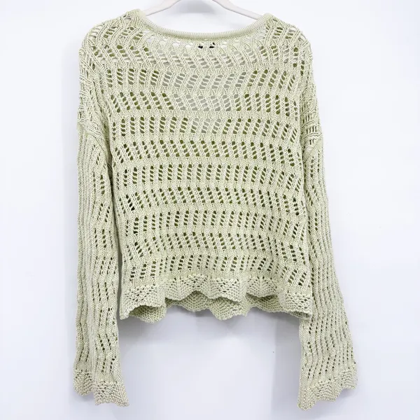 American Eagle Womens Open Knit Boho Coastal V-Neck Beach Coverup Sweater Size M - Image 6