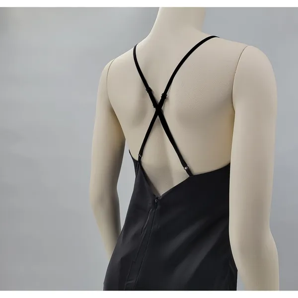 HHQ Maxi Slip Dress Size M Black Satin Lace Trim Spaghetti Strap Sexy NWT - Image 7