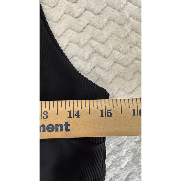 Aerie Black Ribbed One Shoulder Bandeau Bikini Top XL Tie Back Asymmetrical - Image 4