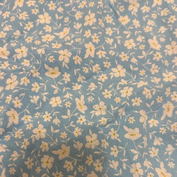 Zara X-Small Baby Blue Ditsy Floral Short Puff Sleeve Ruffle Maxi Dress Long - Image 3