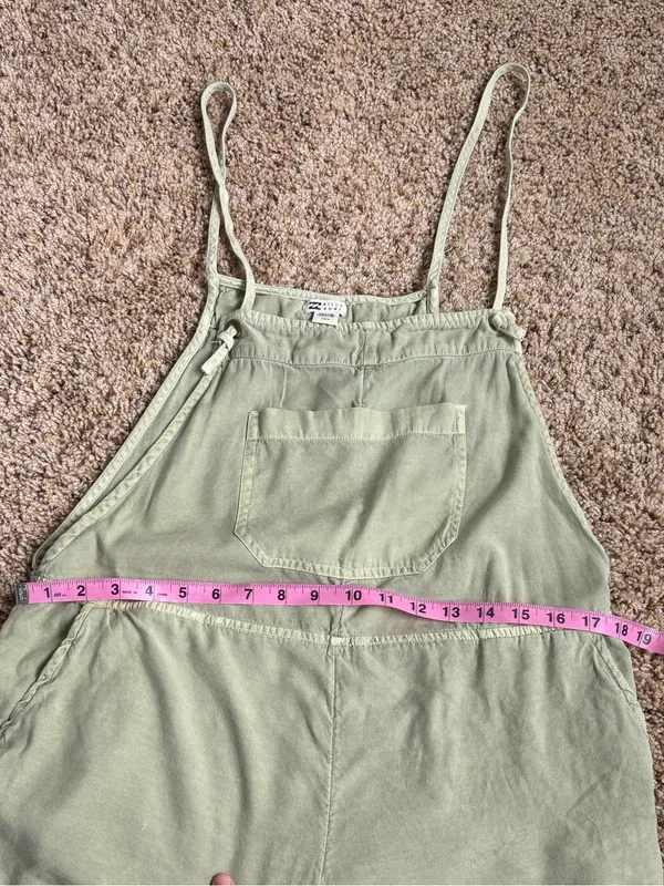 Billabong Light Olive Green Sleeveless Short Overalls - Image 10