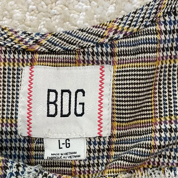 BDG Gray Plaid Midi Dress Size L - Image 12