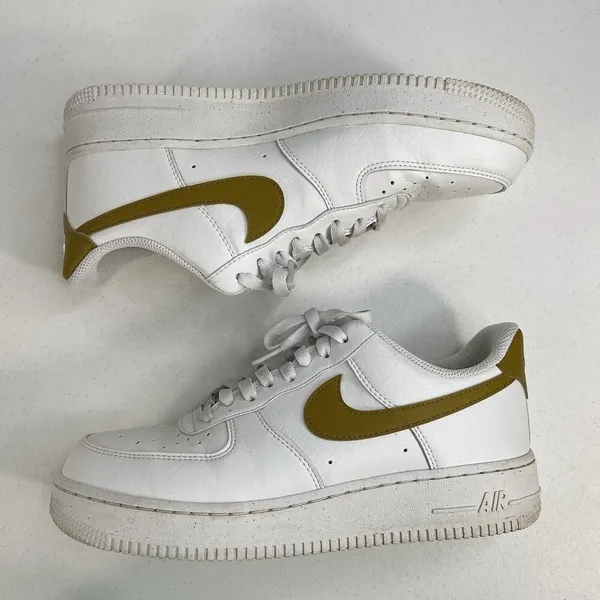 NIKE Size 9.5 Air Force 1 '07 NN Next Nature DV3808-101 Bronzine White Leather‎ - Image 3
