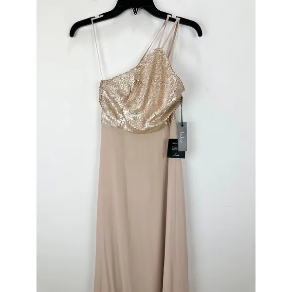 Lulus Endlessly Enchanted Champagne Pink Sequin Maxi Dress Formal Small NWT - Image 7