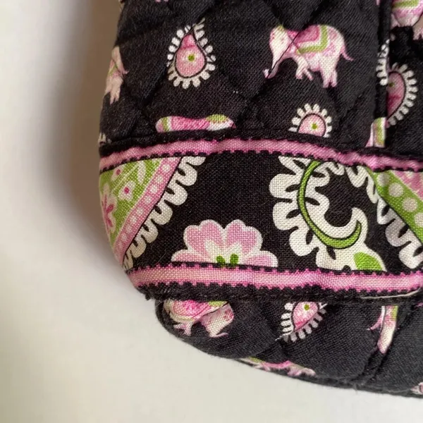 Vera Bradley Elephant Print Black Pink Purse Handbag‎ Paisley Vintage Shoulder - Image 4