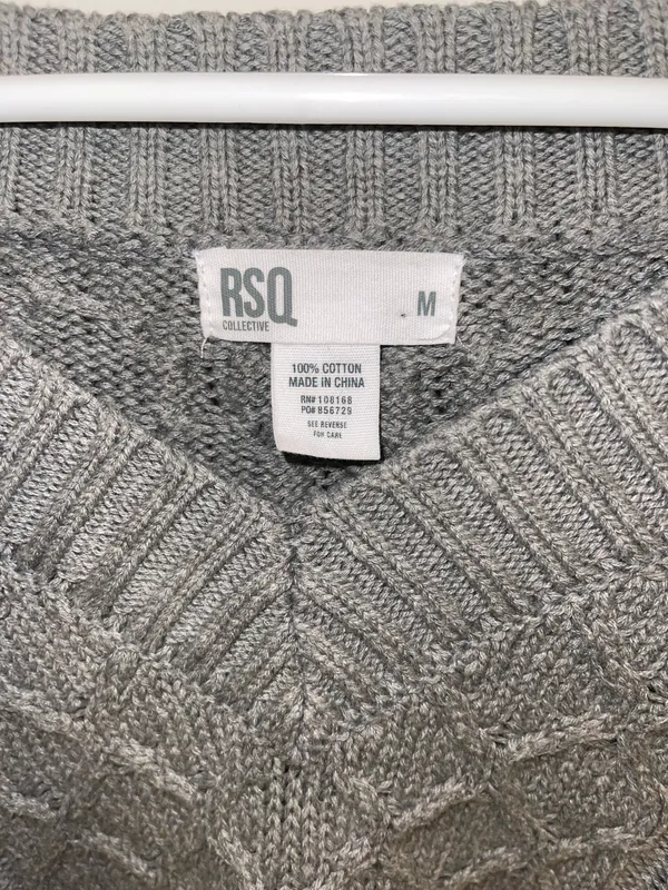 Gray Cable Knit Oversized Sweater - Image 3