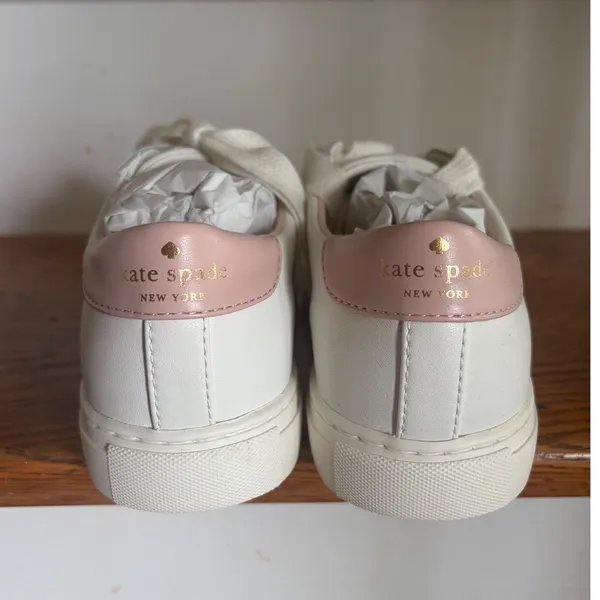 Kate Spade Fez Sneakers White Rose‎ Smoke Leather Low Top K6849 Womens 6.5 B - Image 3