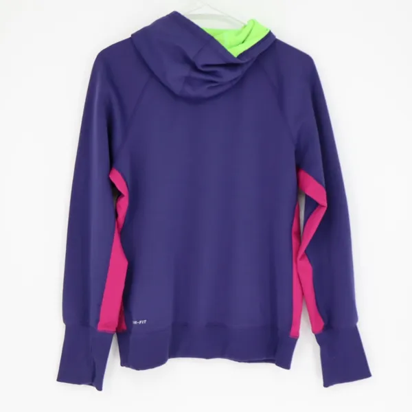 Nike Women's Therma-Fit Hoodie Size Medium Big Swoosh Purple Pink Athletic Green - Image 11