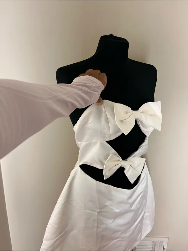 Peppermayo Girl Crush White Strapless Bow Cutout Mini Dress NWT - Image 3