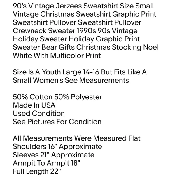 90's Vintage Jerzees Sweatshirt Size Small Vintage Christmas Sweatshirt Graphic Print Sweatshirt - Image 2