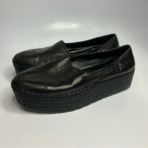 Prada platform espadrille shoes black leather size‎ 40.5 - Image 3
