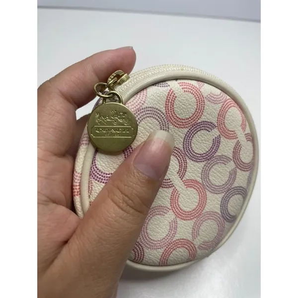 Coach Round Coin Purse Monogram Multicolor Waverly Opt Art, Zip - Image 3