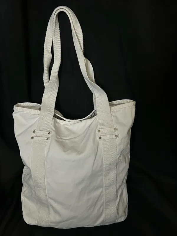Aeropostale White Canvas Tote Bag with Strap Accents - Image 2