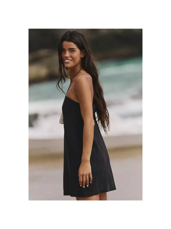 Free People free-est Essentially The Best Cotton-Linen Mini Dress XS Black - Image 13