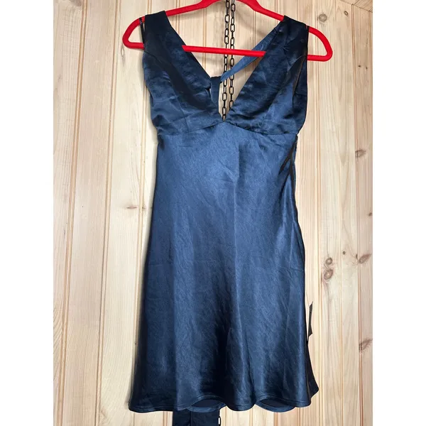 NWT Lulus Zimri Navy Satin Halter Mini Dress Party Wedding Cocktail Classy XXS - Image 2