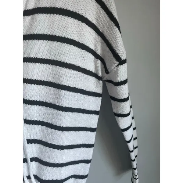 Striped Knit Sweater Pullover Lace-up Nautical Beach Campcore 100% Cotton‎ M - Image 2