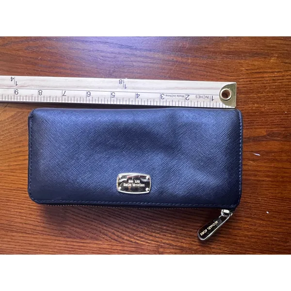 Michael Kors Wallet Clutch Zip Around Continental Black Smooth‎ Leather Urban - Image 8